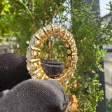 side view of round diamond wedding band