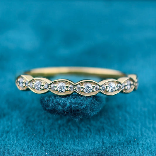 Front View Of Round Lab Grown Diamond Wedding Band for Women