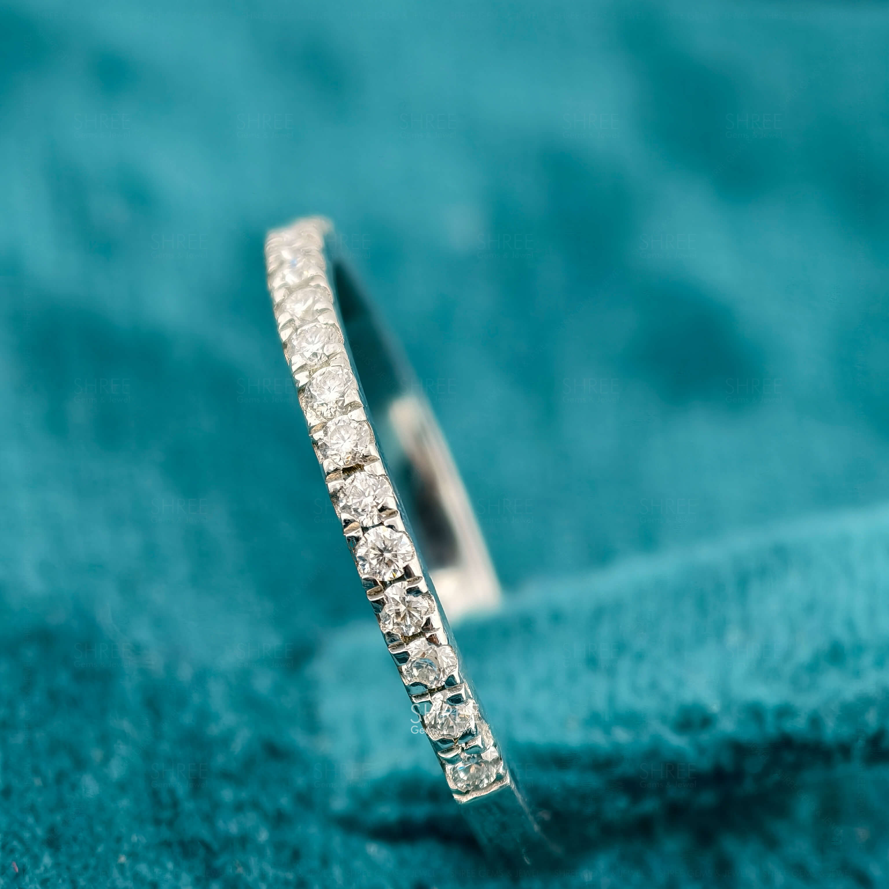 Side View of Round Shaped Lab Diamond Minimalist Eternity Ring