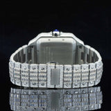 Back View of Baguette Cut Santos Style Watch 41mm – White Gold Tone Moissanite Dial