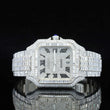 Front View of Baguette Cut Santos Style Watch 41mm – White Gold Tone Moissanite Dial
