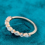 Side View of Round and Marquise Diamond Half Eternity Band