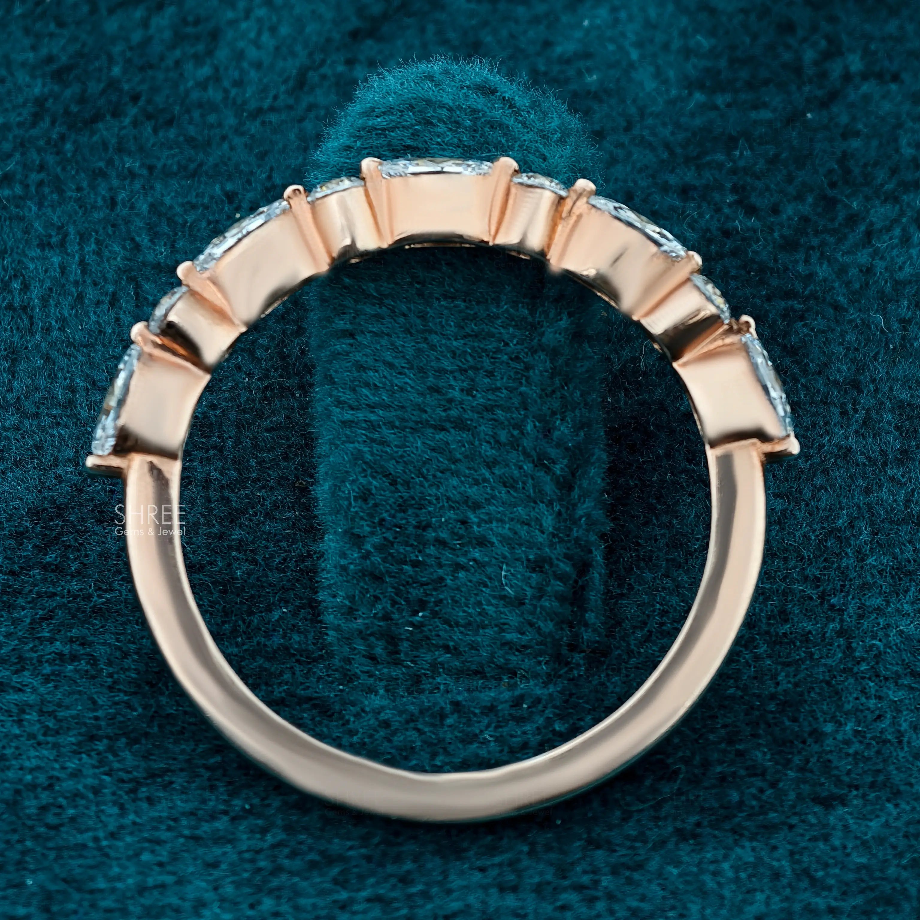 Full Band View of Round and Marquise Diamond Half Eternity Band