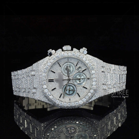Front View of Royal Oak Prism Chronograph Timepiece – White Gold Edition