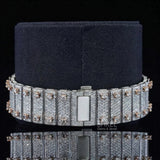 Back Side View of Royal Rainbow Round Cut Moissanite Timepiece