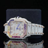 Side Face Of Royal Rainbow Round Cut Moissanite Timepiece