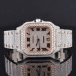 Face View of Santos Pave-Set Moissanite Diamond Watch  41 MM  Rose Gold Tone