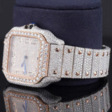 Side view of Santos Pave-Set Moissanite Diamond Watch  41 MM  Rose Gold Tone