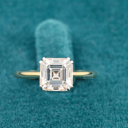Front View of 2 Ct Solitaire Asscher Cut Diamond Ring​