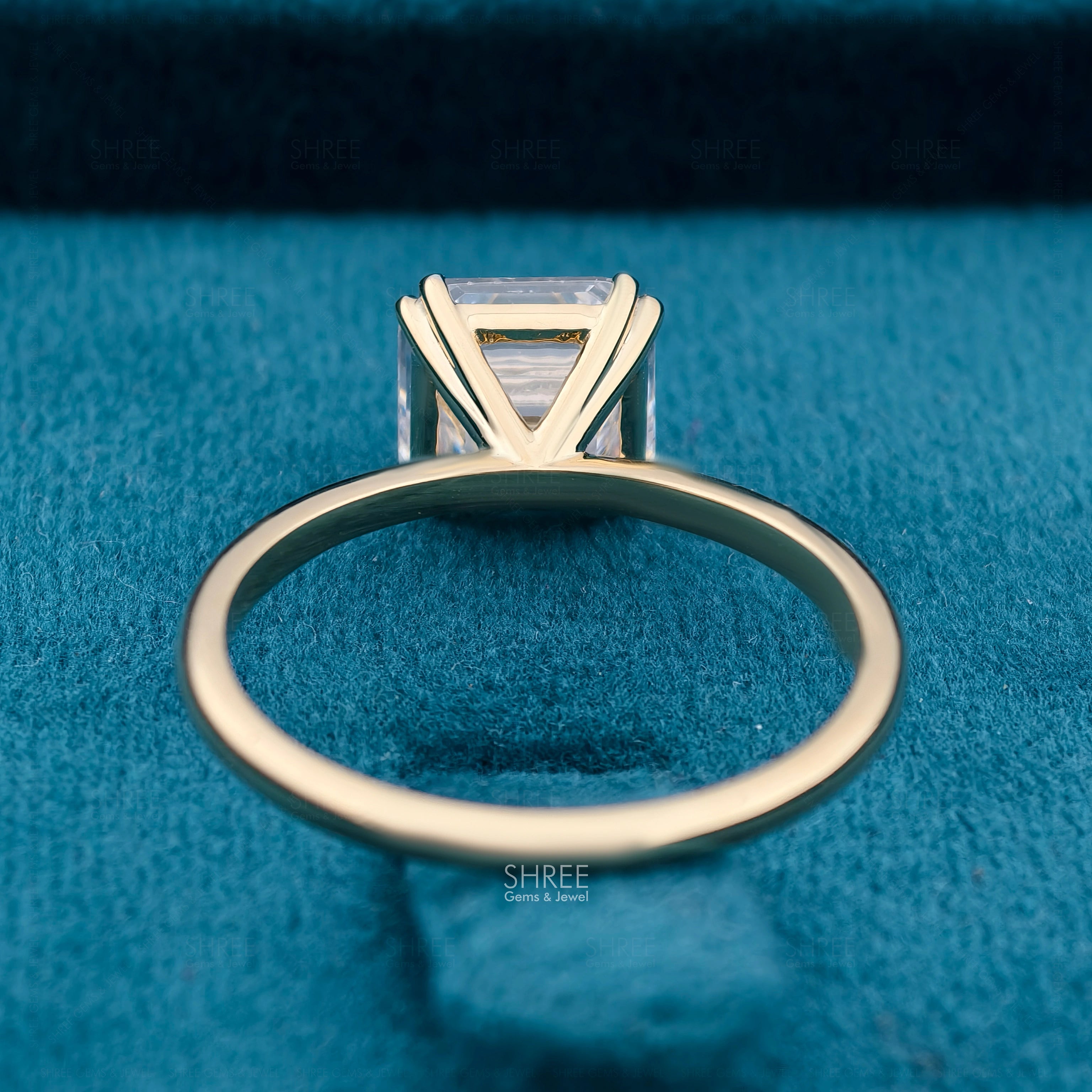 Back View of 2 Carat Asscher Cut Diamond Ring