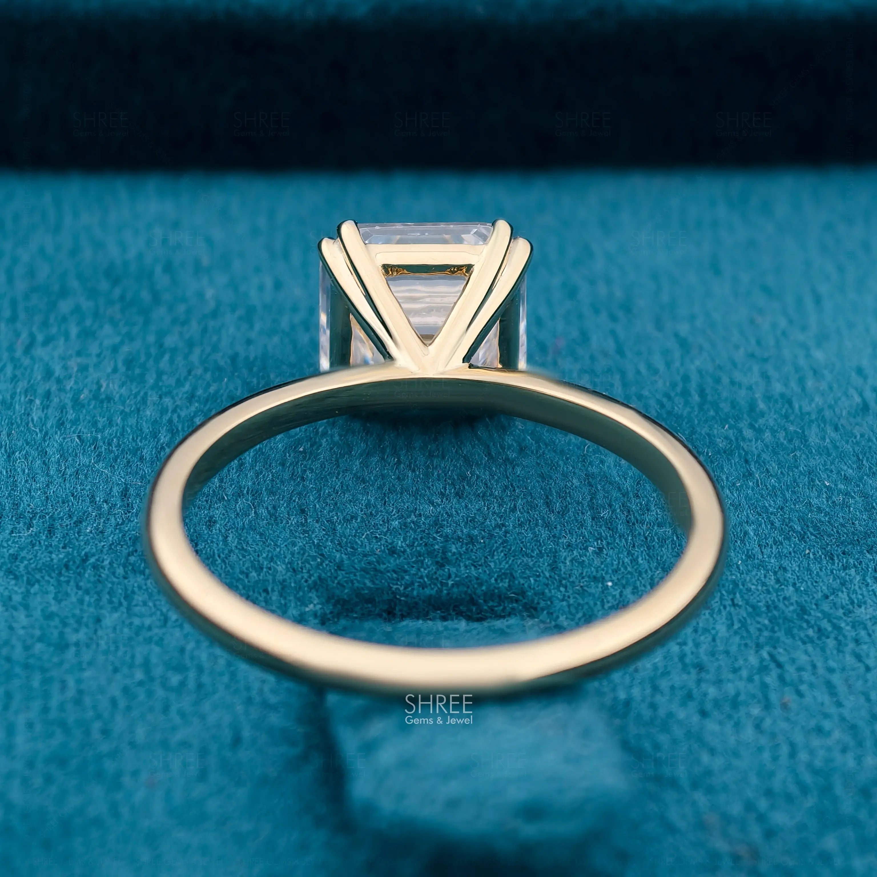 Back View of 2 Carat Asscher Cut Diamond Ring