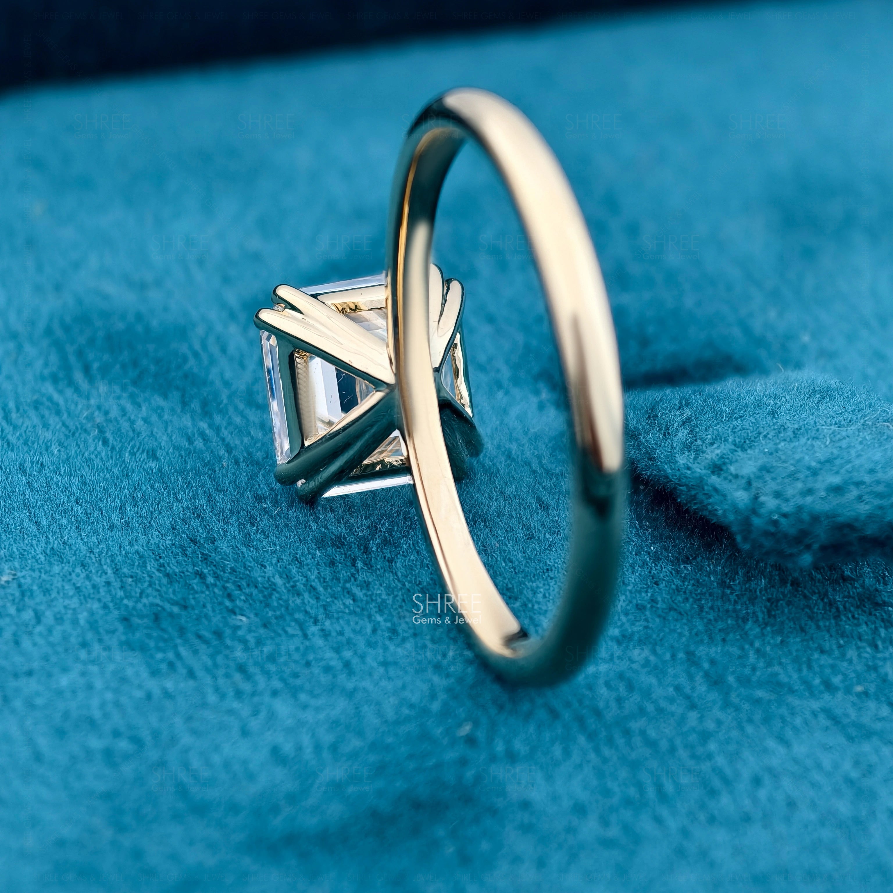 Side View of Solitaire Asscher Cut Lab Grown Diamond Ring​