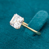 Side View of Solitaire Asscher Diamond Ring​