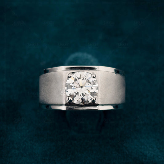 Front View Of 2 Carat Solitaire Mens Diamond Wedding Ring​