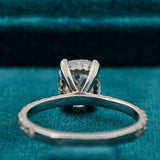 Cushion Cut Lab Diamond Hidden Halo Half Eternity Wedding Ring