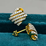 front and back view of square diamond stud earring
