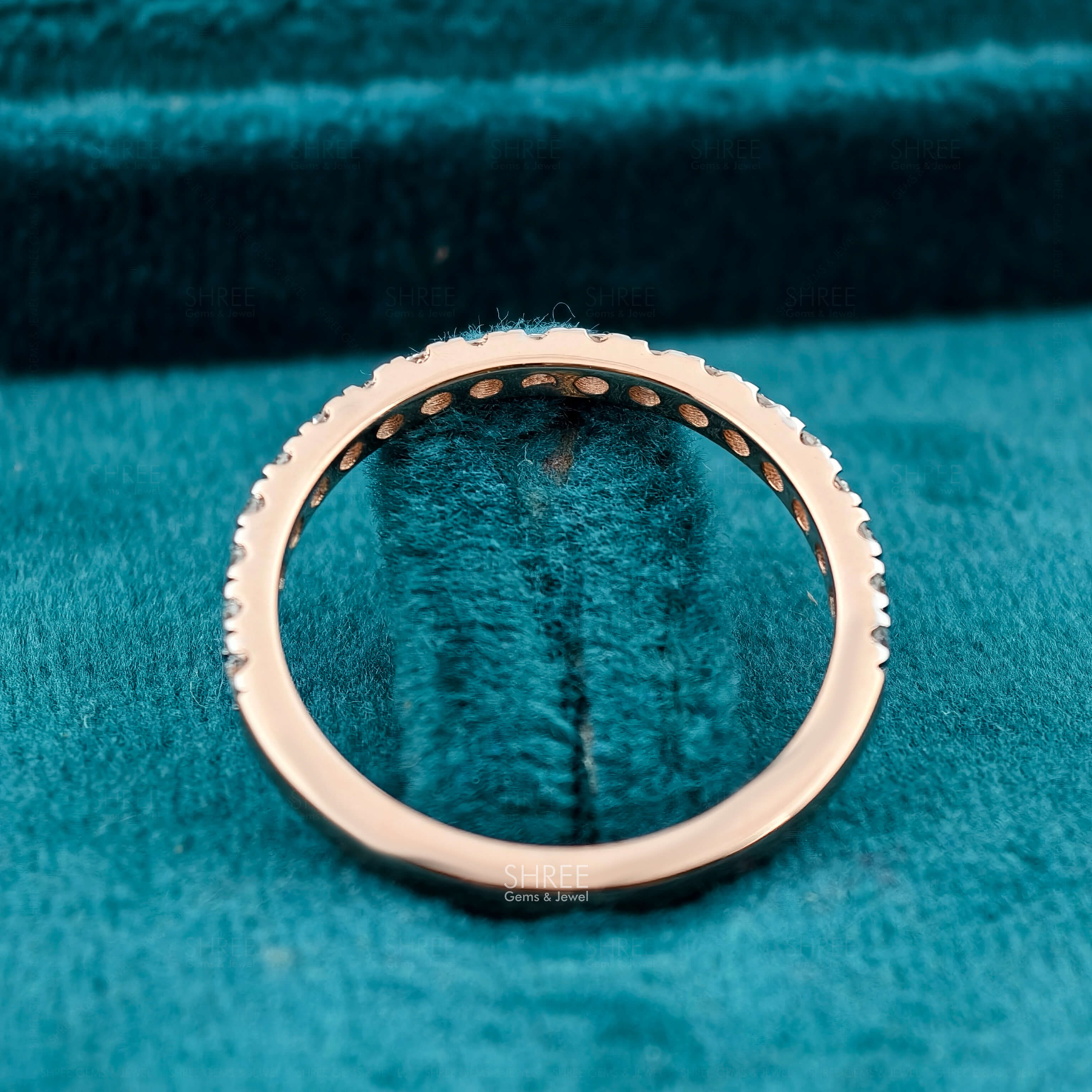 Full Band View of Stackable Lab Grown Round Diamond Half Eternity Band