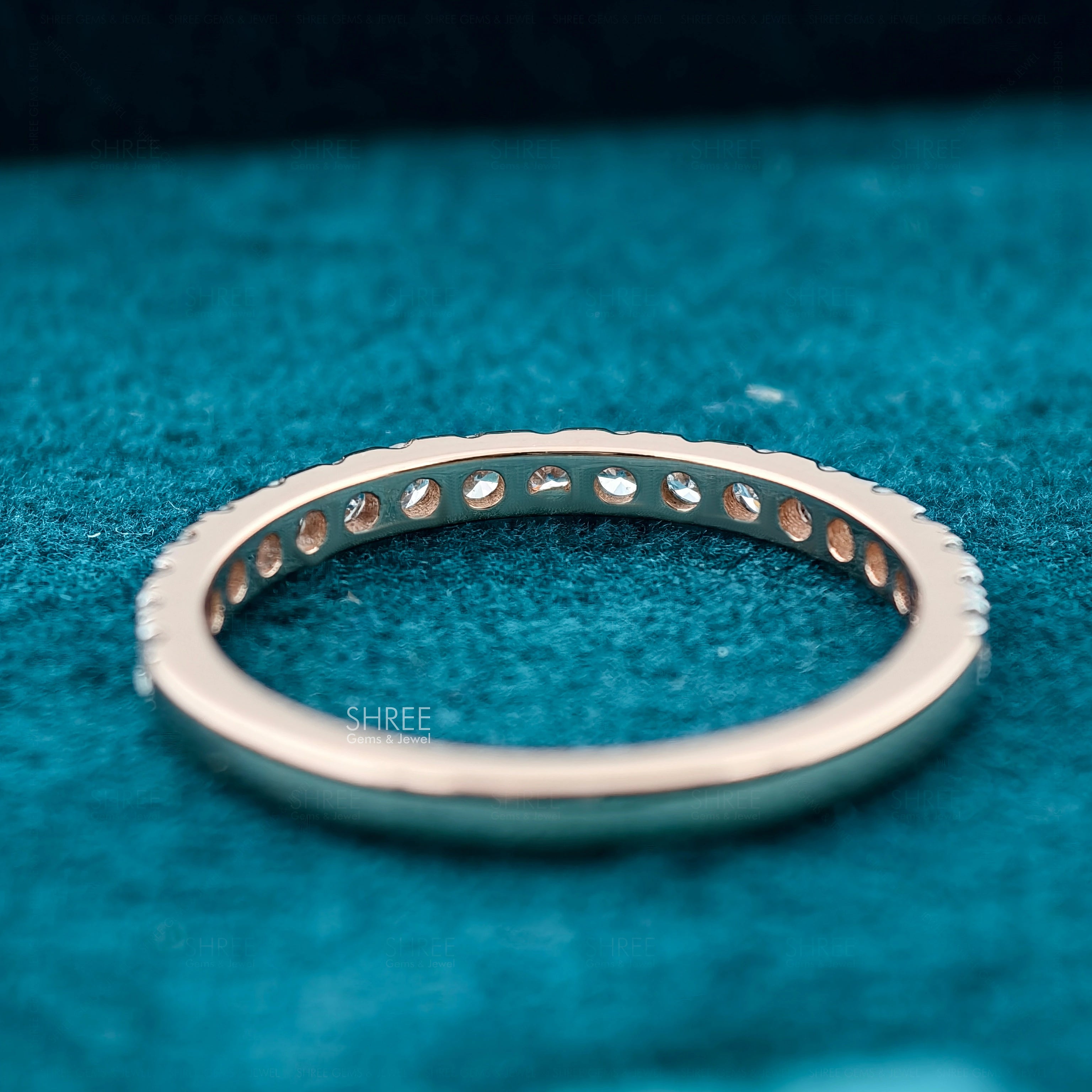 Back side view of Stackable Lab Grown Round Diamond Half Eternity Band​