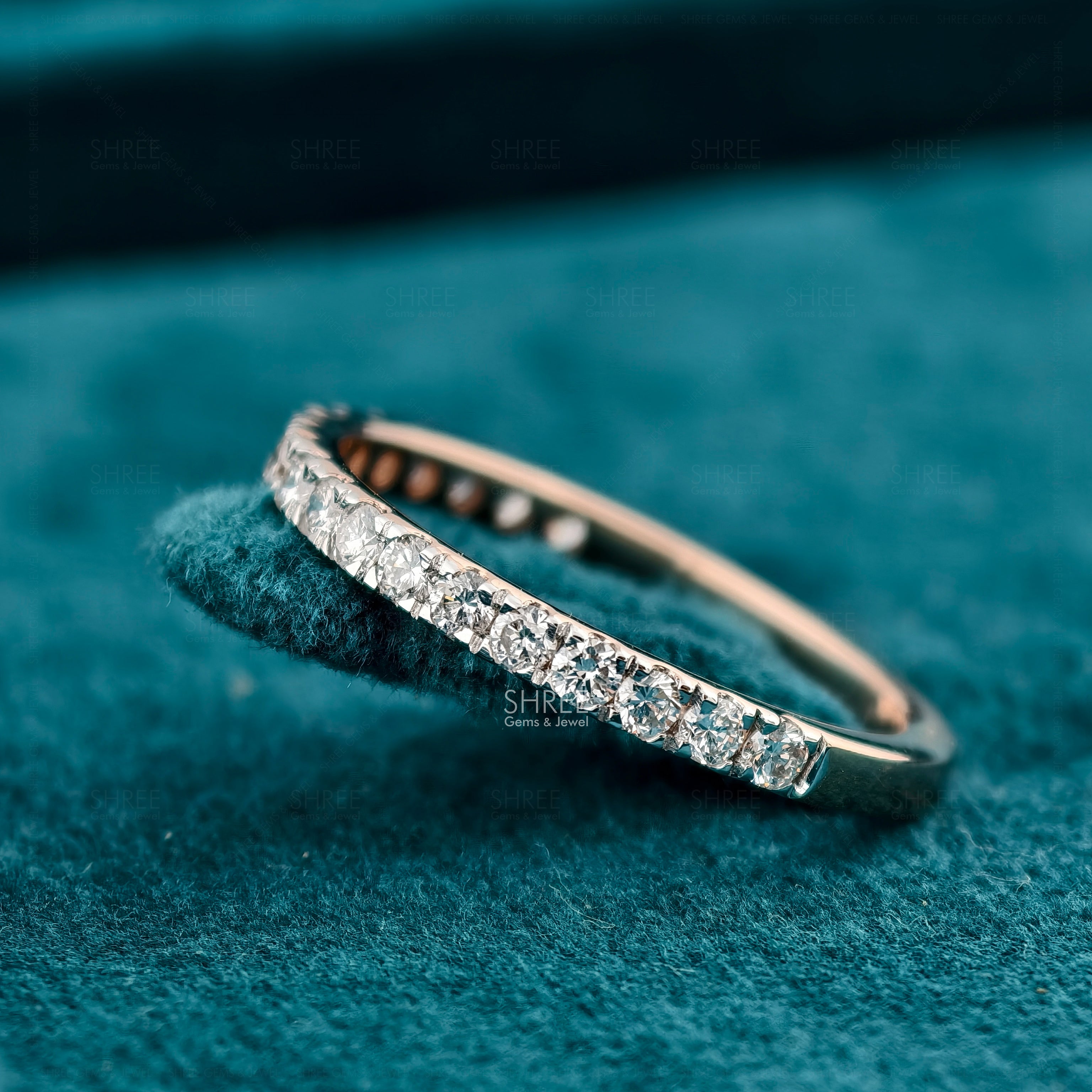 Side View of Stackable Lab Grown Round Diamond Half Eternity Band