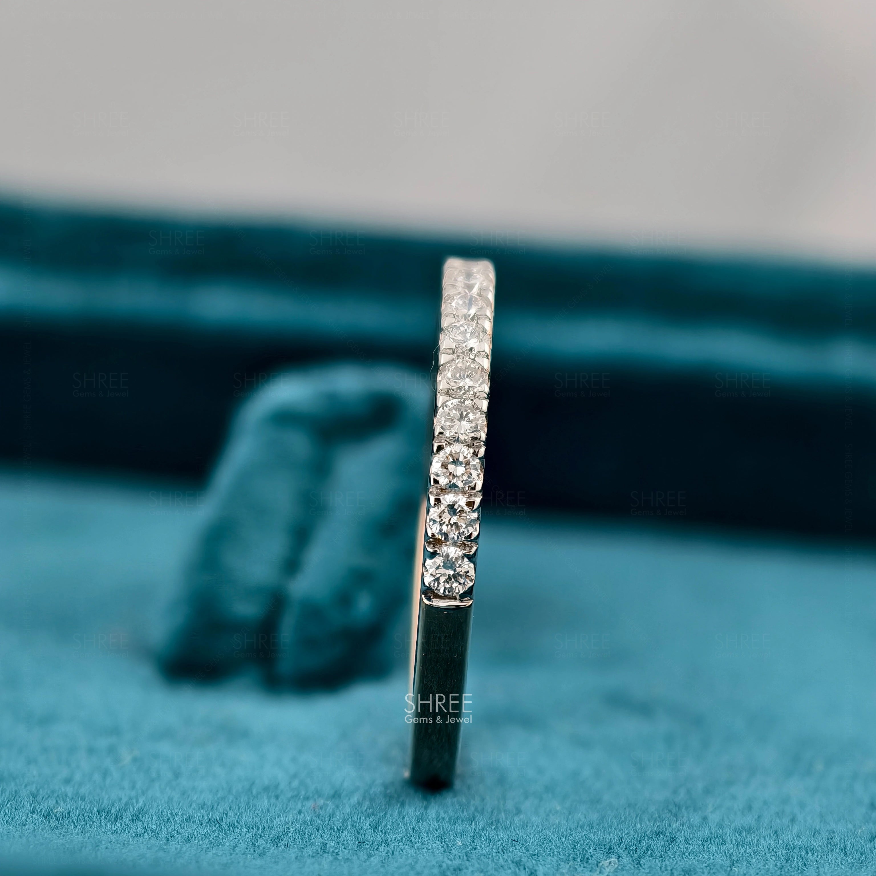 Side angle of Stackable Lab Grown Round Diamond Half Eternity Band​