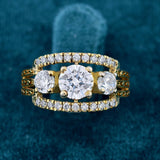 Round Cut Lab Diamond Three-Stone Wedding Ring