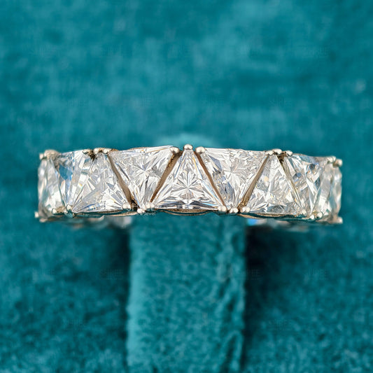 Front View of Trillion Cut Diamond Eternity Band