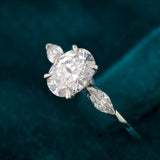 Oval Cut Lab Diamond Three Stone Classic Engagement Ring