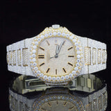 Front view of Nautilus Iced Out Moissanite Diamond Watch | 41 MM | White Gold Tone