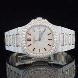 Front view of Nautilus Iced Out Moissanite Diamond Watch | 41 MM | White Gold Tone