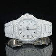 Front view of Nautilus Iced Out Moissanite Diamond Watch | 41 MM | White Gold Tone
