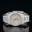 Front View of Two Tone Pave Dial Moissanite Watch | Rose Gold Luxury Iced Watch