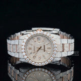 Front View of Two Tone Pave Dial Moissanite Watch | Rose Gold Luxury Iced Watch