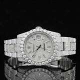 Front View of Pave Dial Moissanite Watch | White Gold Luxury Iced Watch