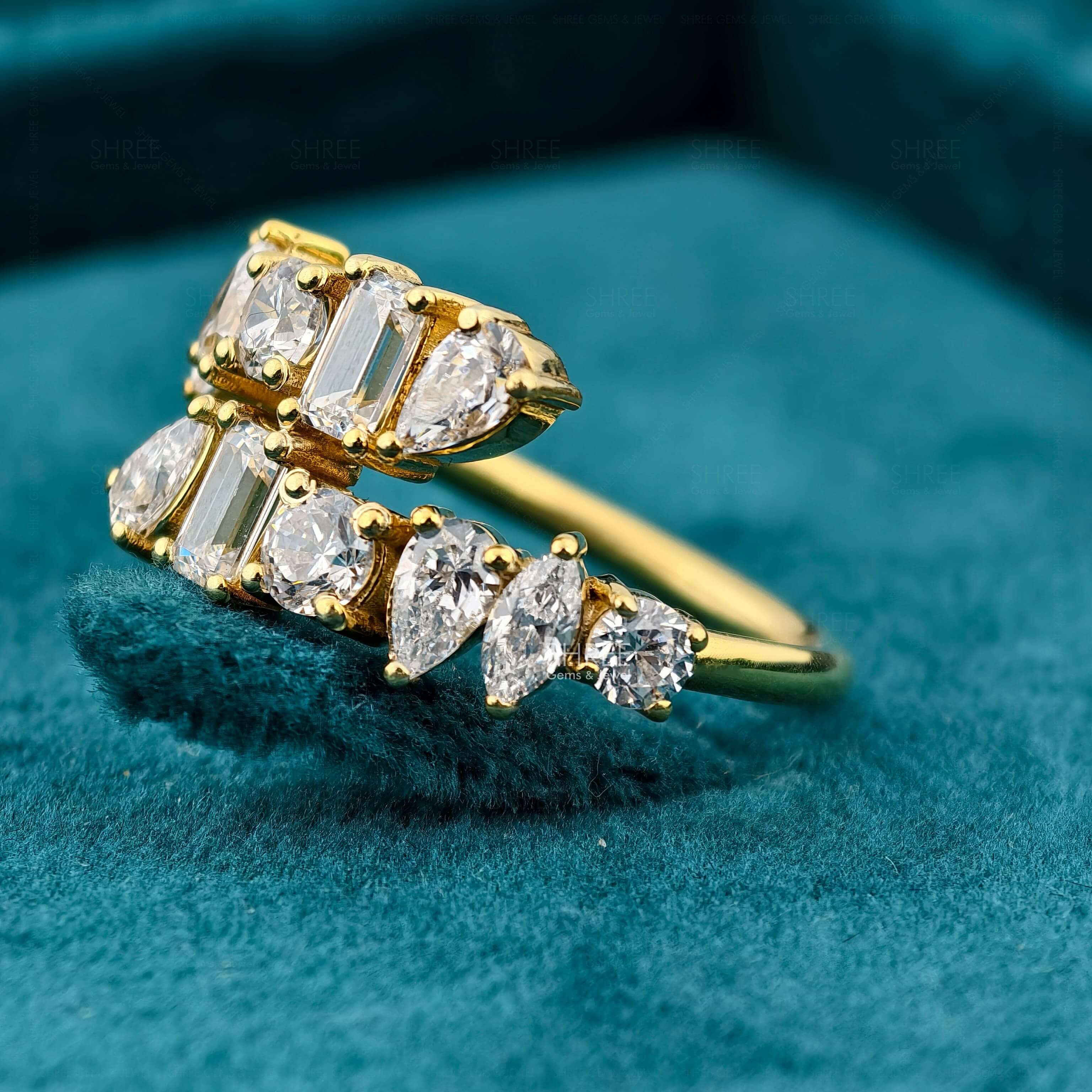 Side Angle of Unique Double Row Diamond Wedding Band
