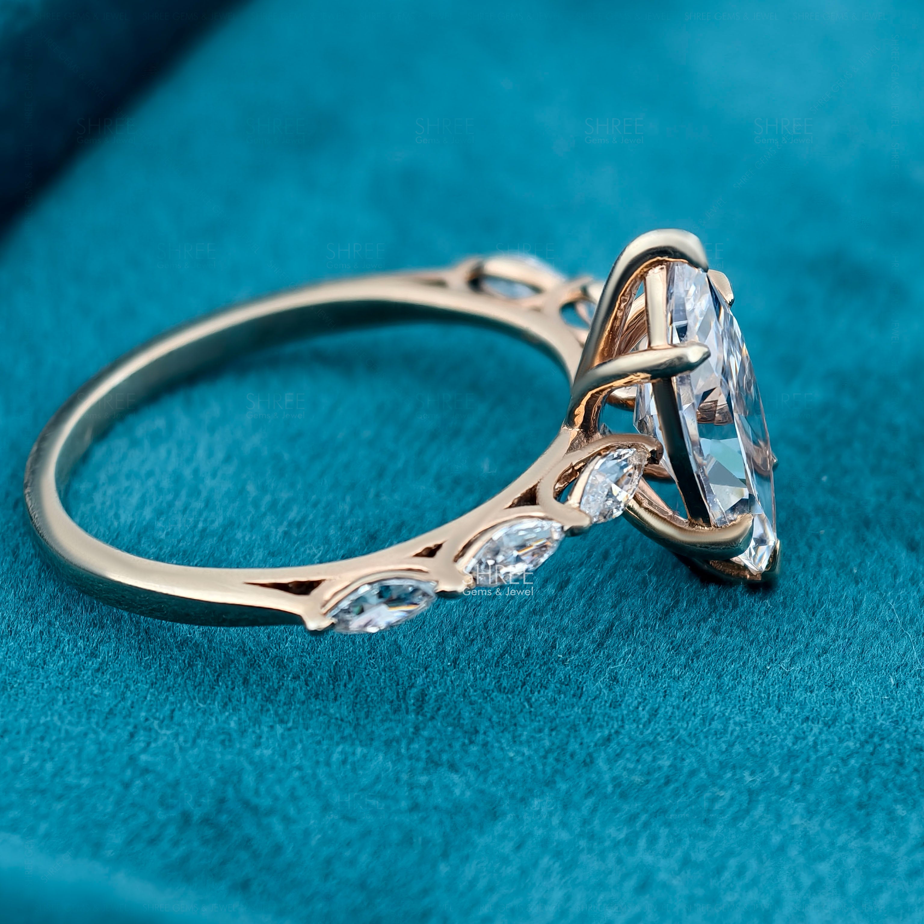 Marquise Cut Lab Grown Diamond Vintage Engagement Ring
