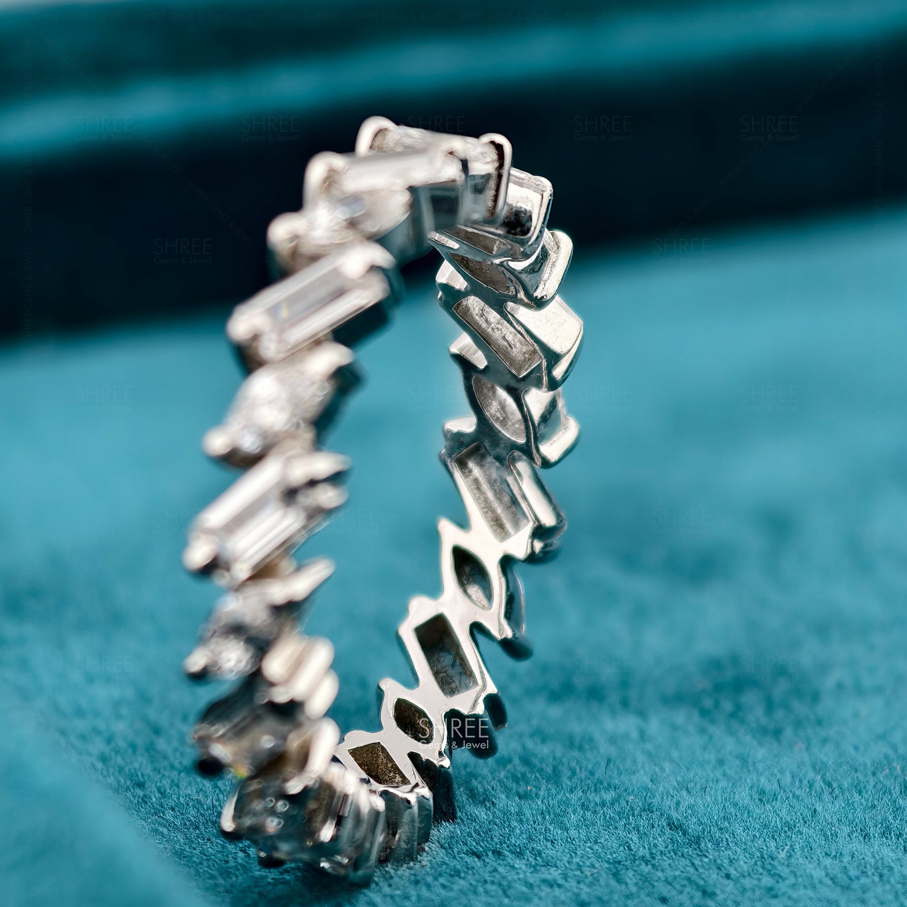 Marquise & Baguette Cut Lab Diamond Wedding Band