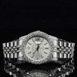 Front View of White Dial Iced Out Datejust Style Moissanite Watch – 41MM Bust Down Watch