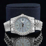 unique dial view of White Dial Iced Out Datejust Style Moissanite Watch – 41MM Bust Down Watch