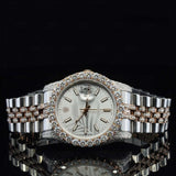 Front View of White Dial Iced Out Datejust Style Moissanite Watch – 41MM Bust Down Watch