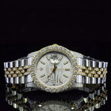 Front View of White Dial Iced Out Datejust Style Moissanite Watch – 41MM Bust Down Watch