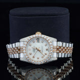 Dial Face View of White Dial Date Just Style Moissanite Watch  41 Mm  Rose Gold Tone