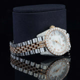 Side View of White Dial Date Just Style Moissanite Watch  41 Mm  Rose Gold Tone