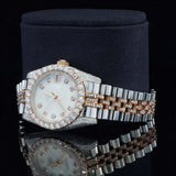 Close View of White Dial Date Just Style Moissanite Watch  41 Mm  Rose Gold Tone