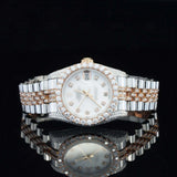 Front View of White Dial Date Just Style Moissanite Watch  41 Mm  Rose Gold Tone