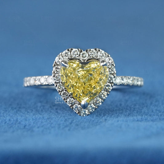 front view of heart halo diamond ring