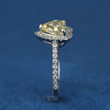 side view of heart shaped halo diamond ring