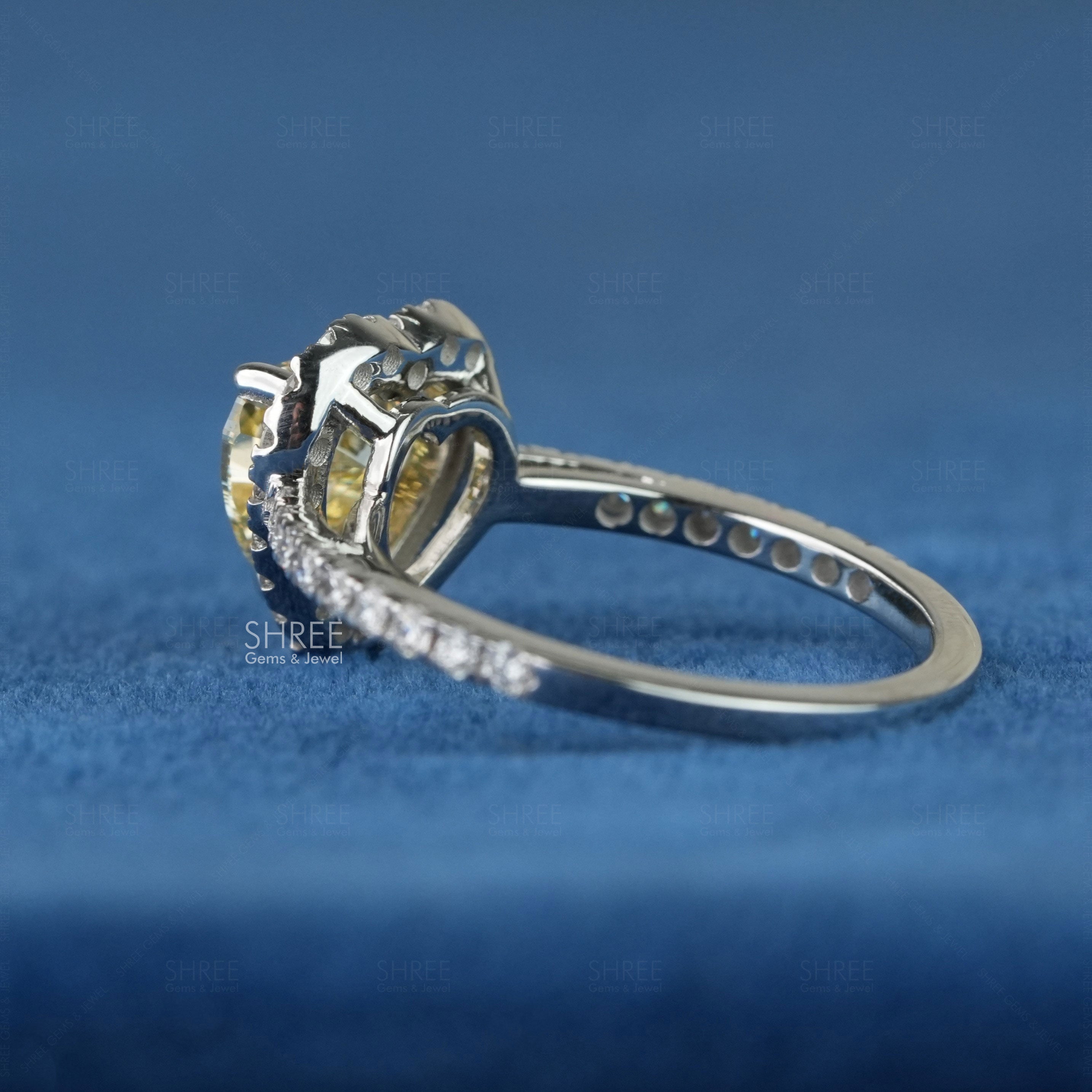 back view of lab grown heart shaped diamond ring​
