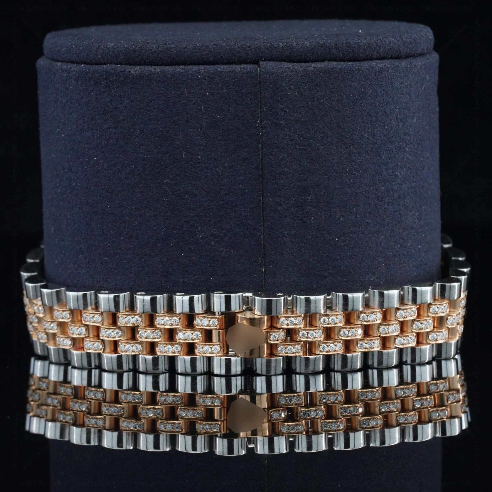 Back View of Datejust Style Moissanite Watch 41mm – Yellow Dial Rose Gold