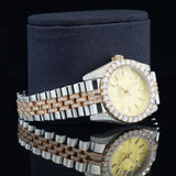 Side View of Datejust Style Moissanite Watch 41mm – Yellow Dial Rose Gold