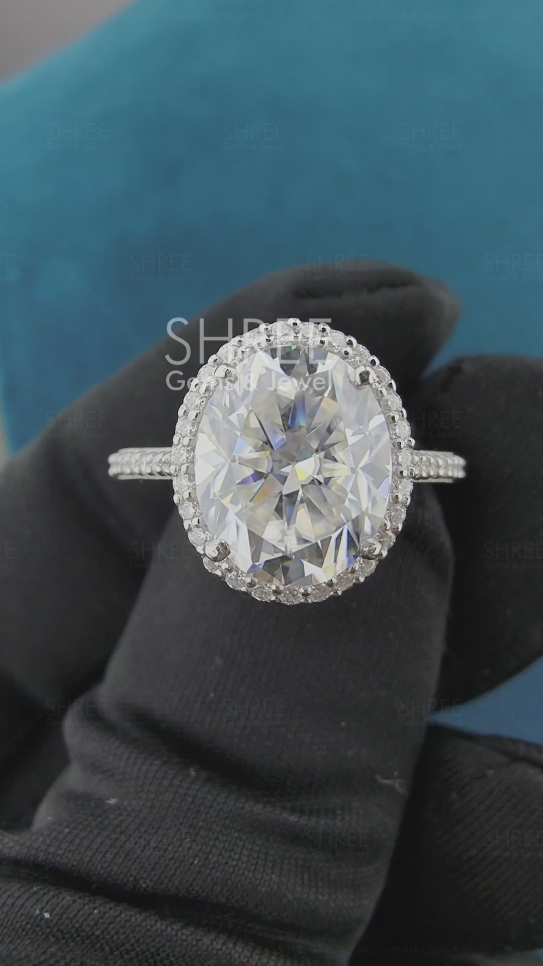 Video of Oval Diamond Halo Engagement Ring